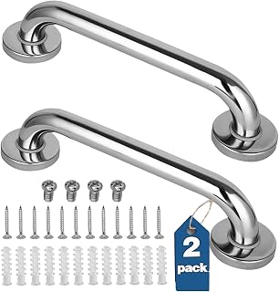 Gotega 2 Pack 12 Inch Stainless Steel Shower Grab Bars for Seniors, Elderly, Handicap - Heavy Duty Bathroom Safety Handles, 500LB Support