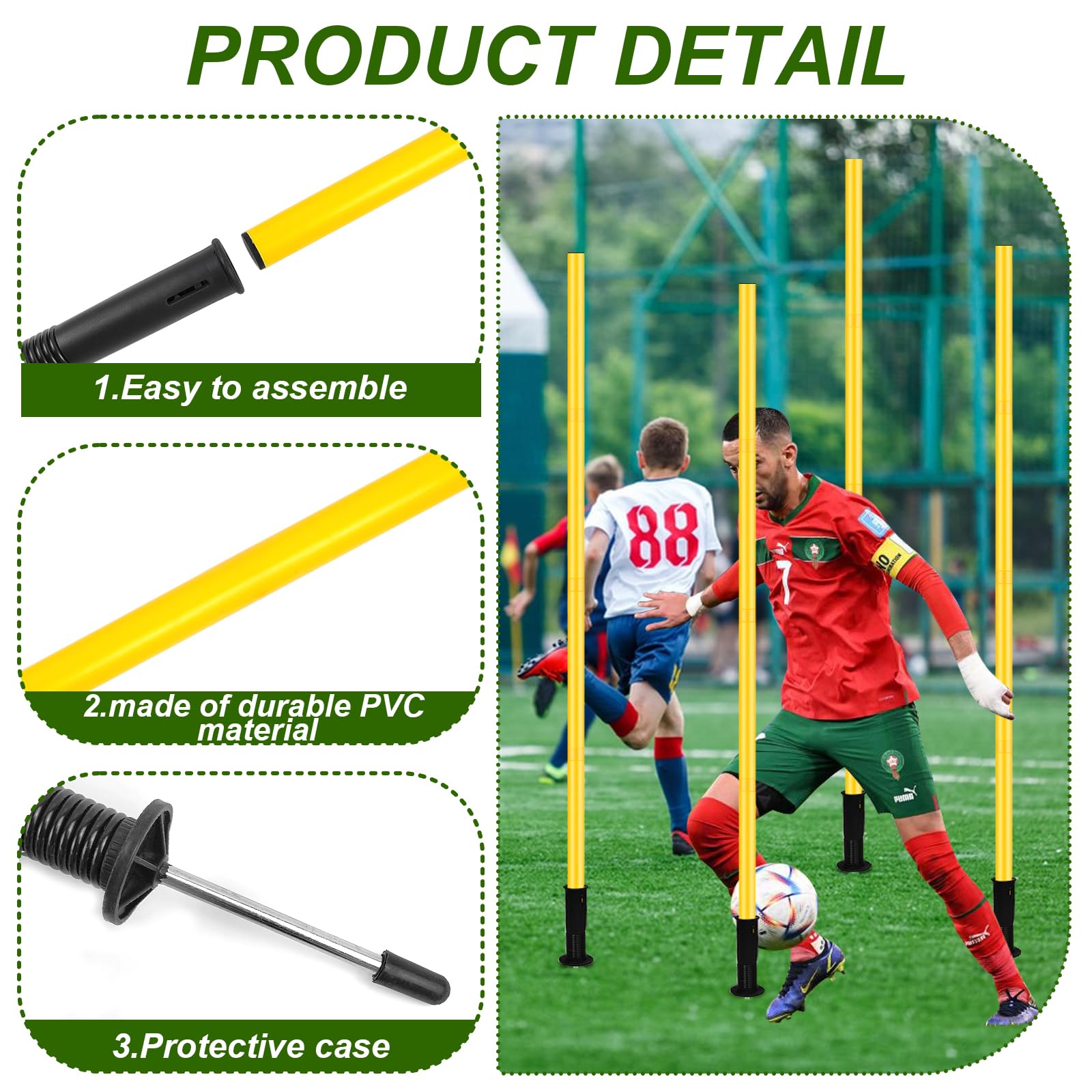 Paquete de 4 bastones de agilidad al aire libre, 150 cm, velocidad fija o ajustable, accesorio de equipo de entrenamiento de agilidad para perros de fútbol, deportes al aire libre y fitness, color