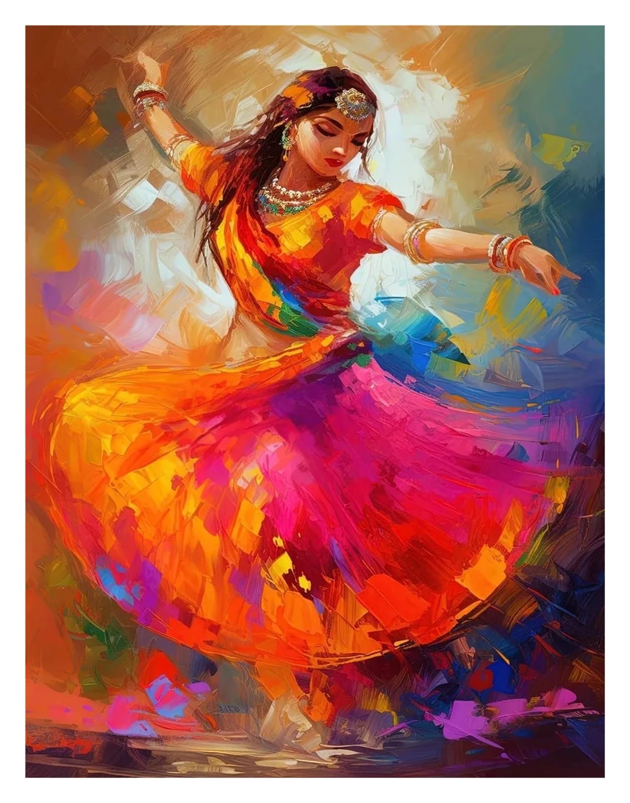 Lienzo decorativo de mujer india artística con acabado vintage tradicional
