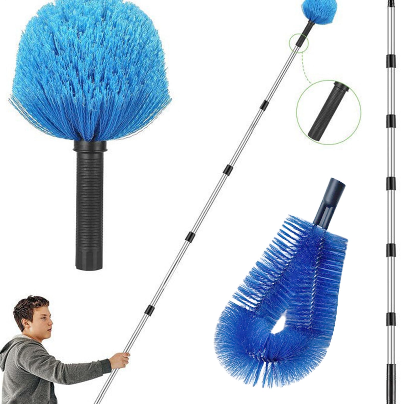 Cepillo de limpieza de canalones telescópico 4,2-4,8 m extractor de hojas flexible