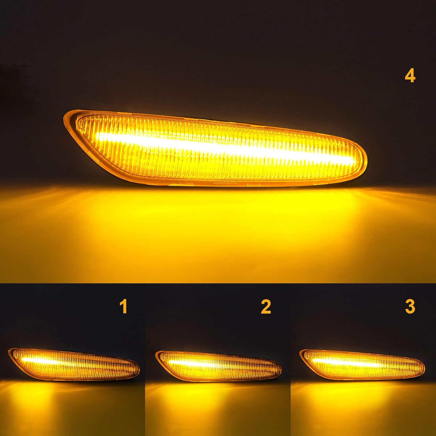 2Pcs Front Sequential LED Side Marker Lights Replacement for 2003-2013 E60 E61 E90 E91 E92 E93 E81 E87 E82 E88 E83 X3 328i 325i 135i 128i 325xi Clear Lens Turn Signal Indicator Dynamic Lamp.