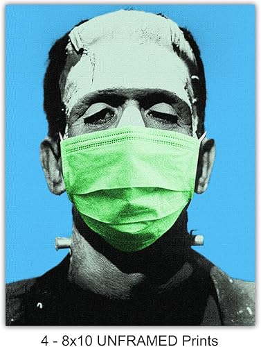 Miniatura 4 de Frankenstein - Pósteres de 8 x 10 ea  Decoración de Frankenstein  Decoración de cine en casa  Juego de arte de pared de película de terror