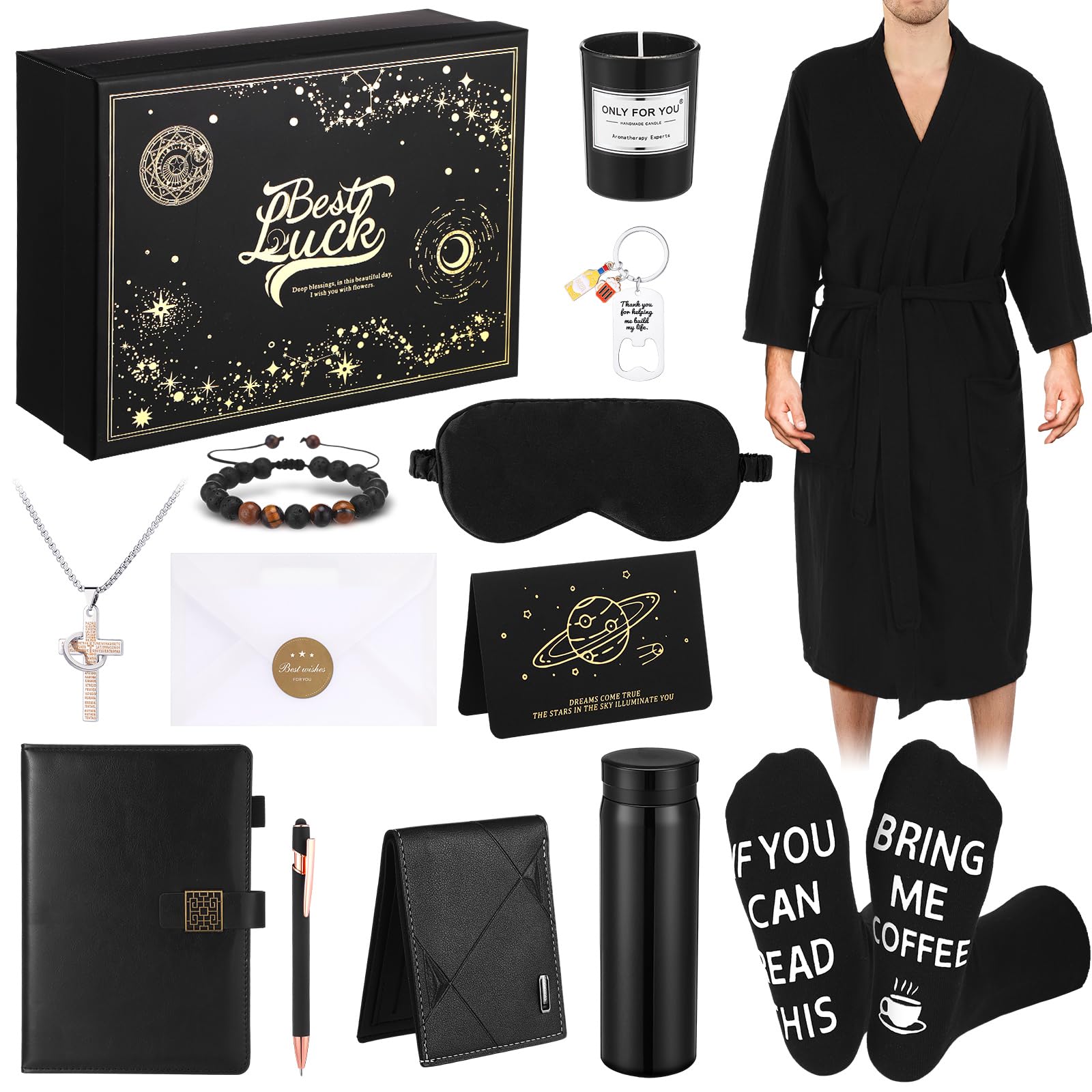13 cestas de regalo de cumpleaños para hombres, regalos de recuperación para hombres, caja de regalo de Navidad, vaso, cartera, bata, velas perfumadas, cuaderno, calcetín, pulsera, bolígrafo