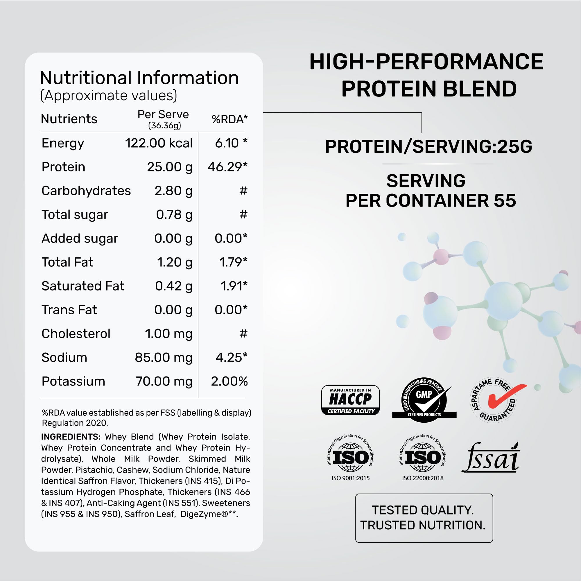 QNT Prime Whey Protein Powder | Kesar Kaju Pista, 2 Kg | Triple Blend of Whey Isolate, Concentrate & Hydrolysate | 25g Protein, 5.9g BCAA per Scoop | Best Whey Protein Powder for Men & Women — Amazon image 6