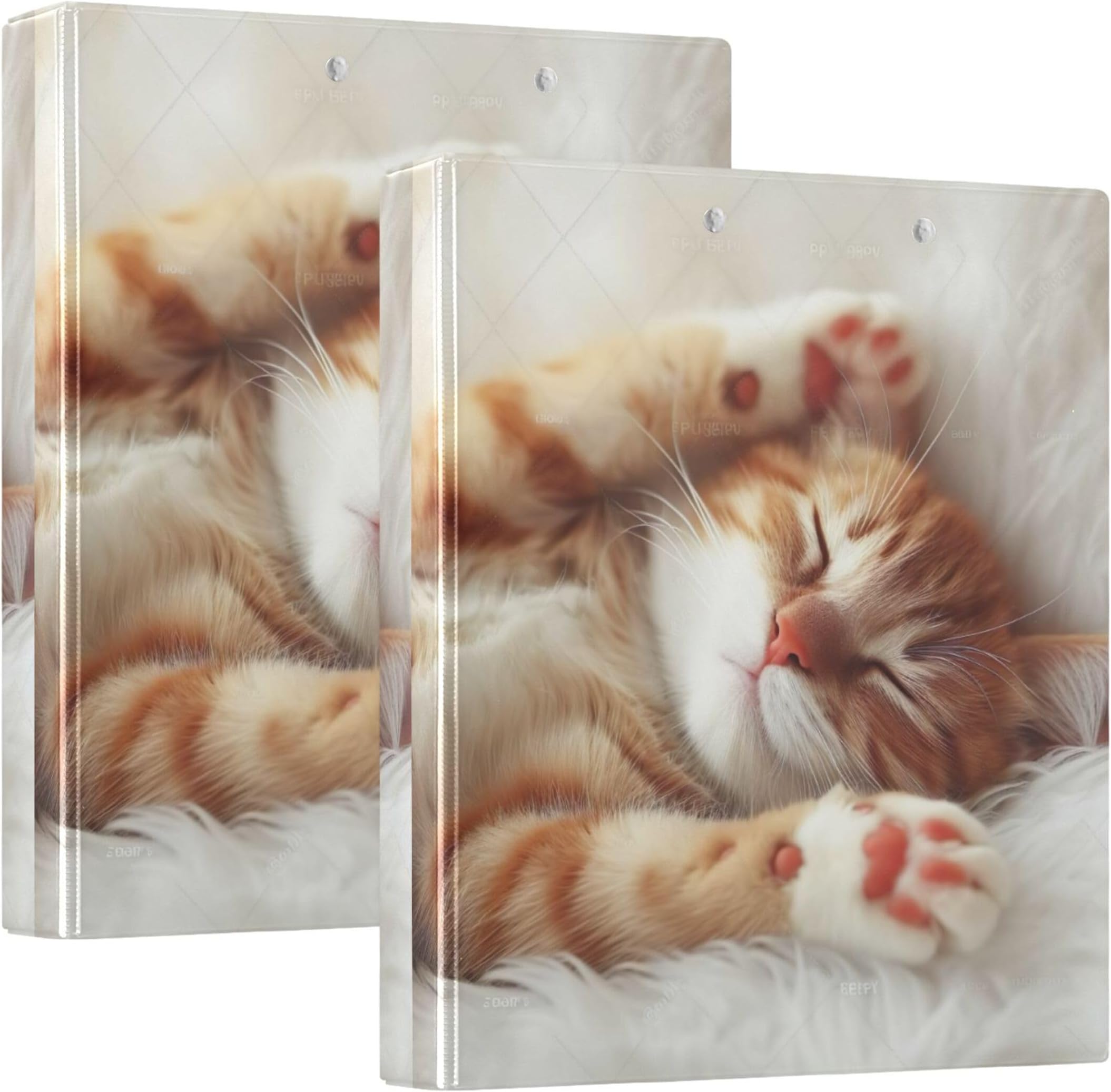Cute Kittens Print Ring Binders 3 1 1/2 Inch Holds 200 Sheets Round Ring Wallet Printing Folders, 31.5 x 27 x 6 cm, Pack of 2