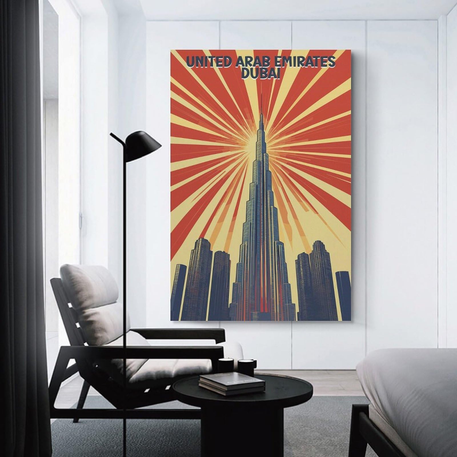 Junmoney Dubai Skyline Poster Canvas Art Print, 24x36inch(60x90cm), for Living Room, Bedroom Or Home Office, A Wall Art Gift for Fresh Interiors