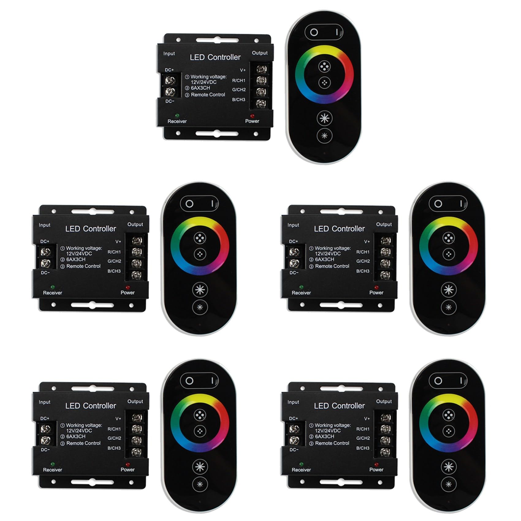 Jnchdghwa 5X DC12-24V LED Strip Light Touch Remote Controller Dimmer for 5050 RGB Tape Lights Adjust Brightness