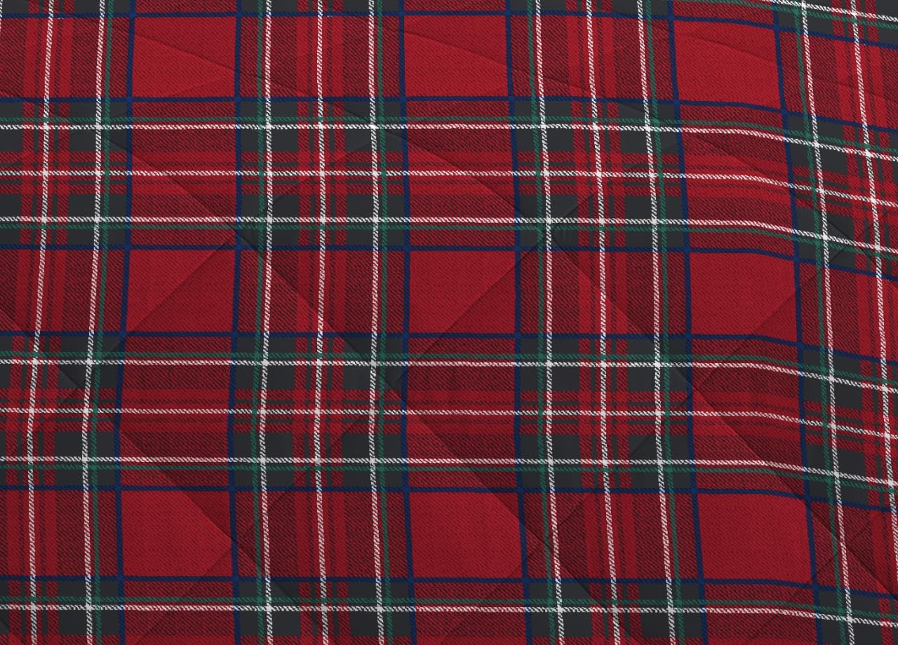 SOFFICIOSO Trapuntino Leggero Estivo Piumino 100gr Modello Scozzese Kilt Singolo Rosso