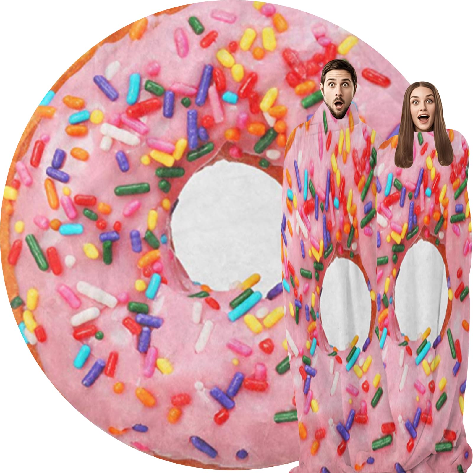 Abaysto Donut Wrap Blanket Funny Realistic Round Food Blanket Soft Plush Flannel Throw for Kids & Adults 200cm(79")