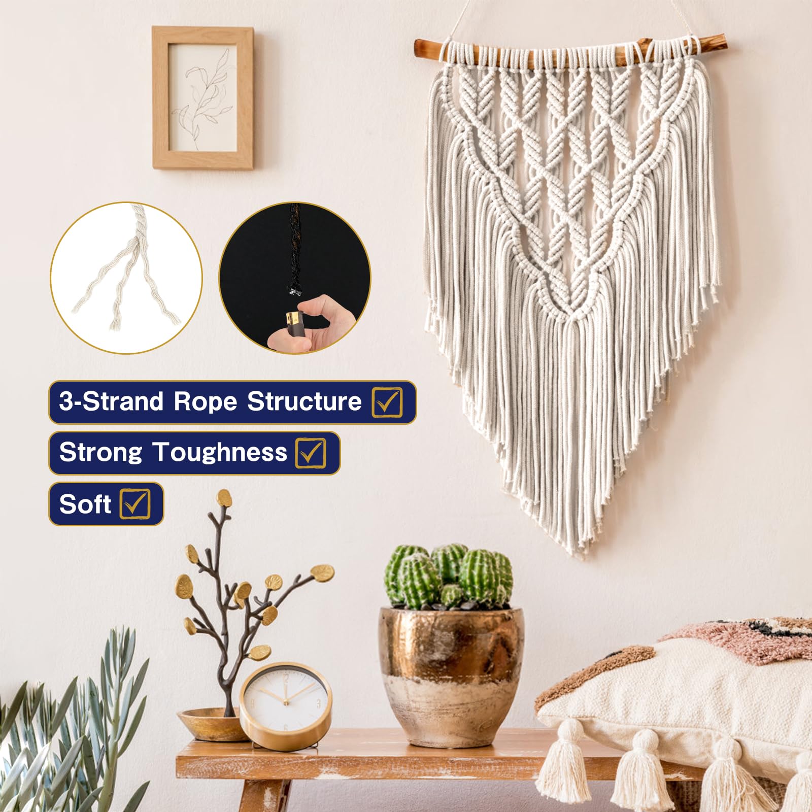 Corda Di Cotone 10m X 6mm – 3 Fili Intrecciati, Resistente E Biodegradabile, Per Giardinaggio, Decorazioni E Artigianato Fai-da-te