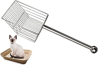 SARSTRY Cat Litter Scoop, Fast Sifting Cat Litter Scoop, Stainless Steel Metal Litter Scooper with Deep Shovel, Poop Sifting, Kitten Pooper Lifter, Durable, Heavy Duty, for Litter Box