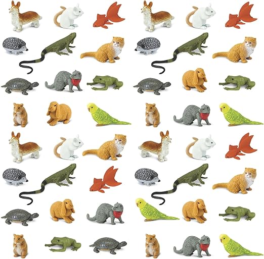 Safari Ltd. Pets Bulk Bag - Set of Miniature Toy Pet Figurines - 48 Piece Collection for Boys, Girls & Kids Age 3+