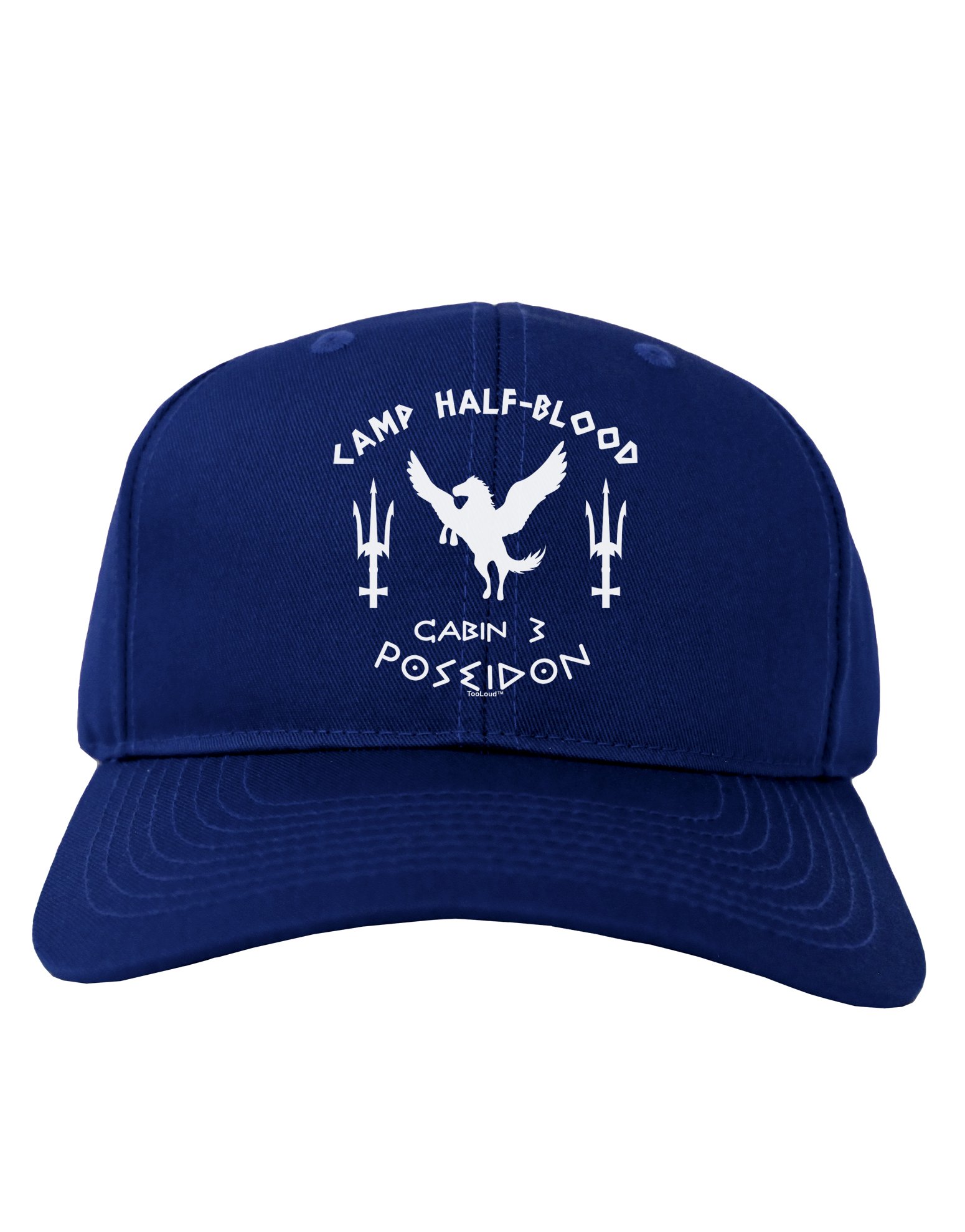 TOOLOUDCabin 3 Poseidon Camp Half Blood Adult Dark Baseball Cap Hat - Royal Blue