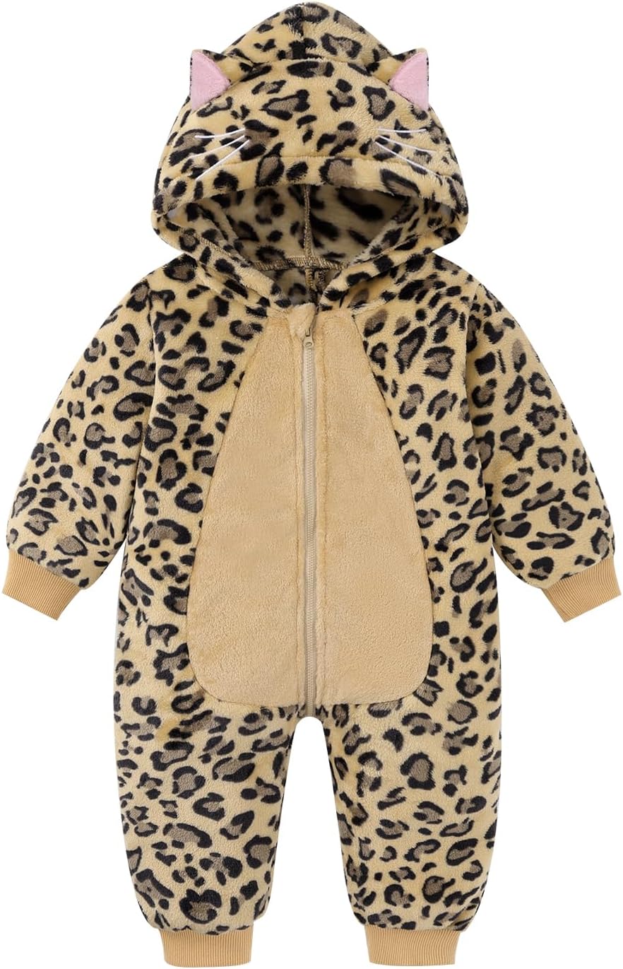 Unisex Toddler Baby Animal Costume Halloween Dress Up Outfits for Baby Boys Girls Cartoon Hooded Romper Jumpsuit