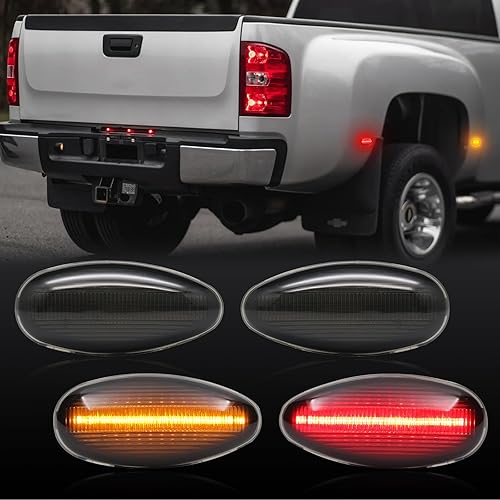 AUYICH Luces LED de posición laterales compatibles con Silverado Sierra 2500HD 3500HD 1999-2014 de repuesto, luces indicadoras traseras rojas disponible en Yaxa Peru