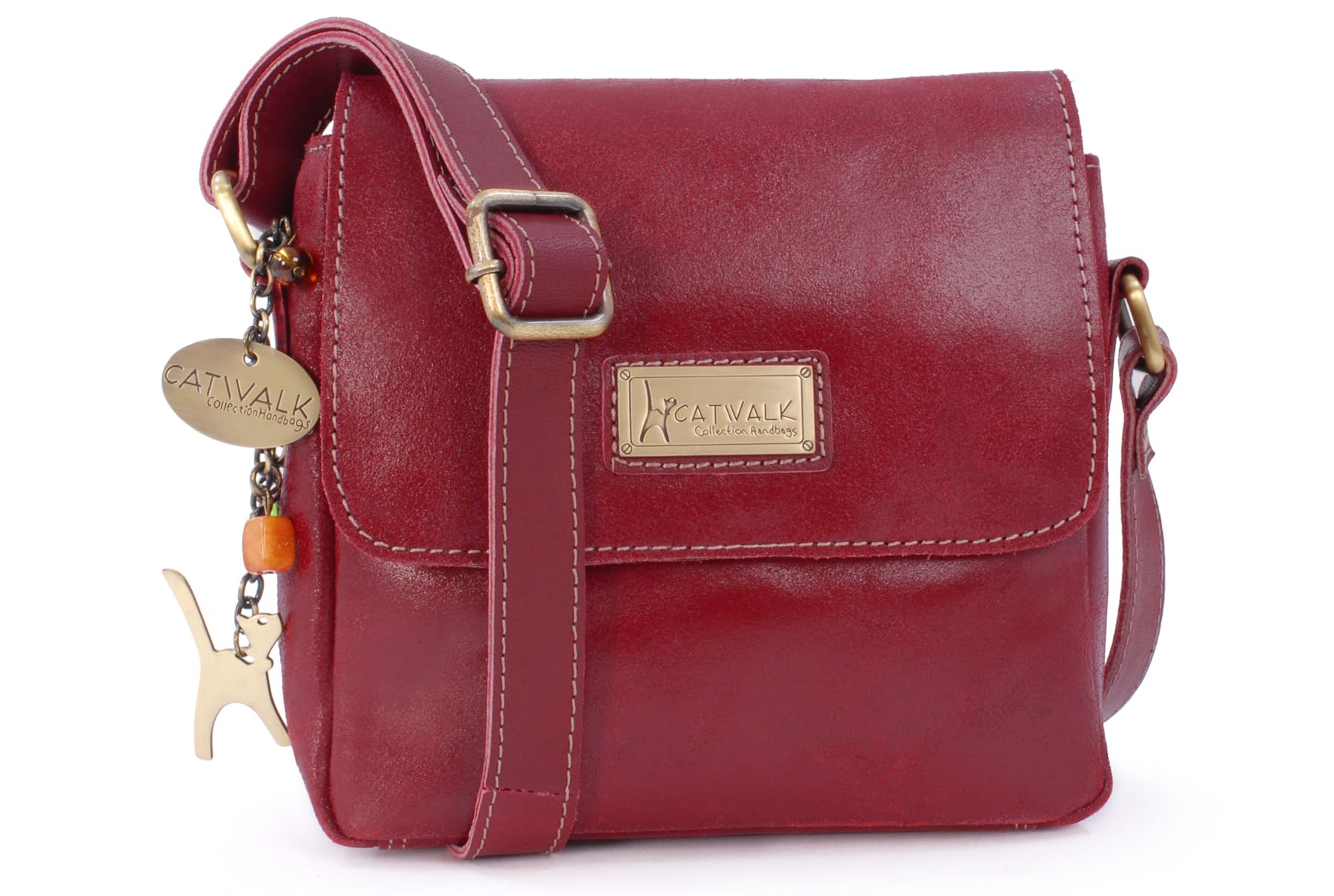Catwalk Collection Handbags - Bolso Bandolera de Mujer - Bolso Cruzado Pequeño de Piel - Messenger Bag de Cuero Envejecido - Sabine S