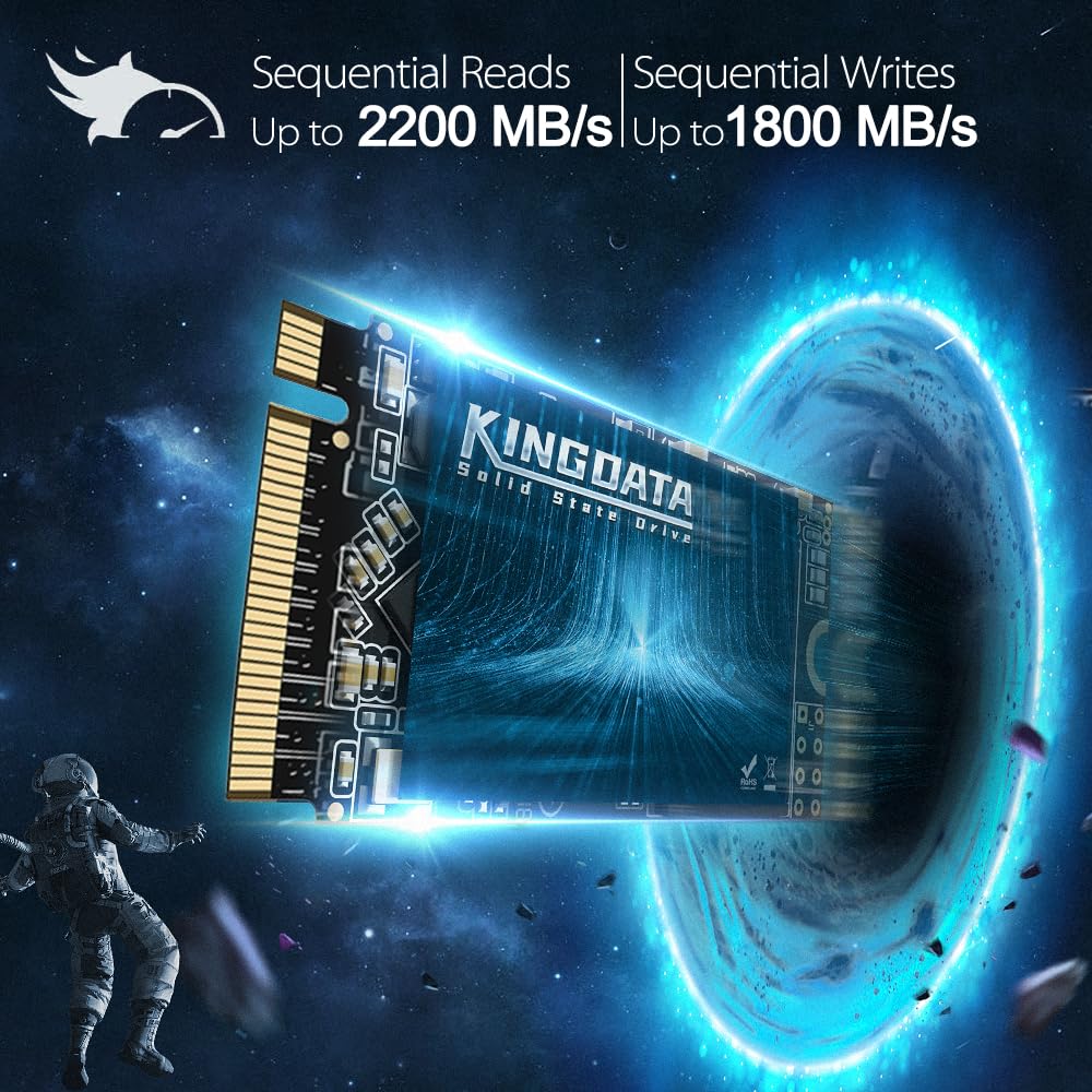 KINGDATA M.2 2242 SSD 512GB NVMe PCIe Gen3 x 4 Unità a stato solido interna, 3D NAND TLC,SSD da gioco, R/W Velocità fino a 2200MB/s e 1800MB/s (M.2 2242 PCIe, 512GB)