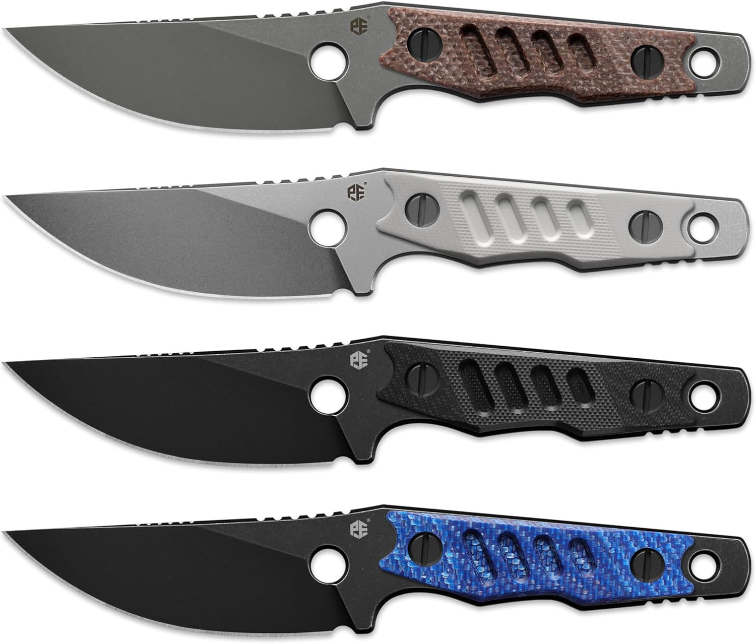 Petrified fish PFE18 Bison L 3.03" Fixed Blade Knife, N690 Steel Skeleton Personalized Knife Stonewashed Blade for EDC (Gray Stonewashed)