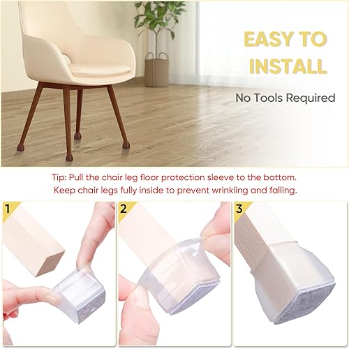 Miniatura 48 de BALEINE - Protectores de silicona para patas de silla, tapas protectoras de patas de taburete, tapas antideslizantes para patas de silla para suelos