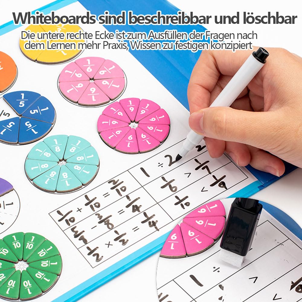 Grabie ułamkowe, materiał magnetyczny, do liczenia ułamkowego, wielokolorowe liczenie łamania, matematyka, materiał do obliczania pęknięć, demonstrator magnetyczny, nauka obliczania ułamków dla dzieci