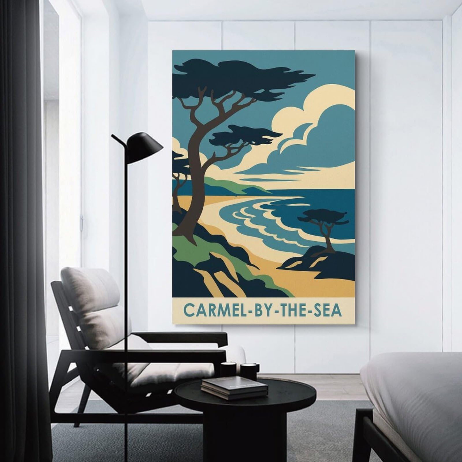Junmoney Carmel-by-the-Sea Travel Hanging Wall Art 20x30inch(50x75cm), for Restful Interiors, Bedrooms Or Small Rooms, Home Artwork with A Soft Interior Feel