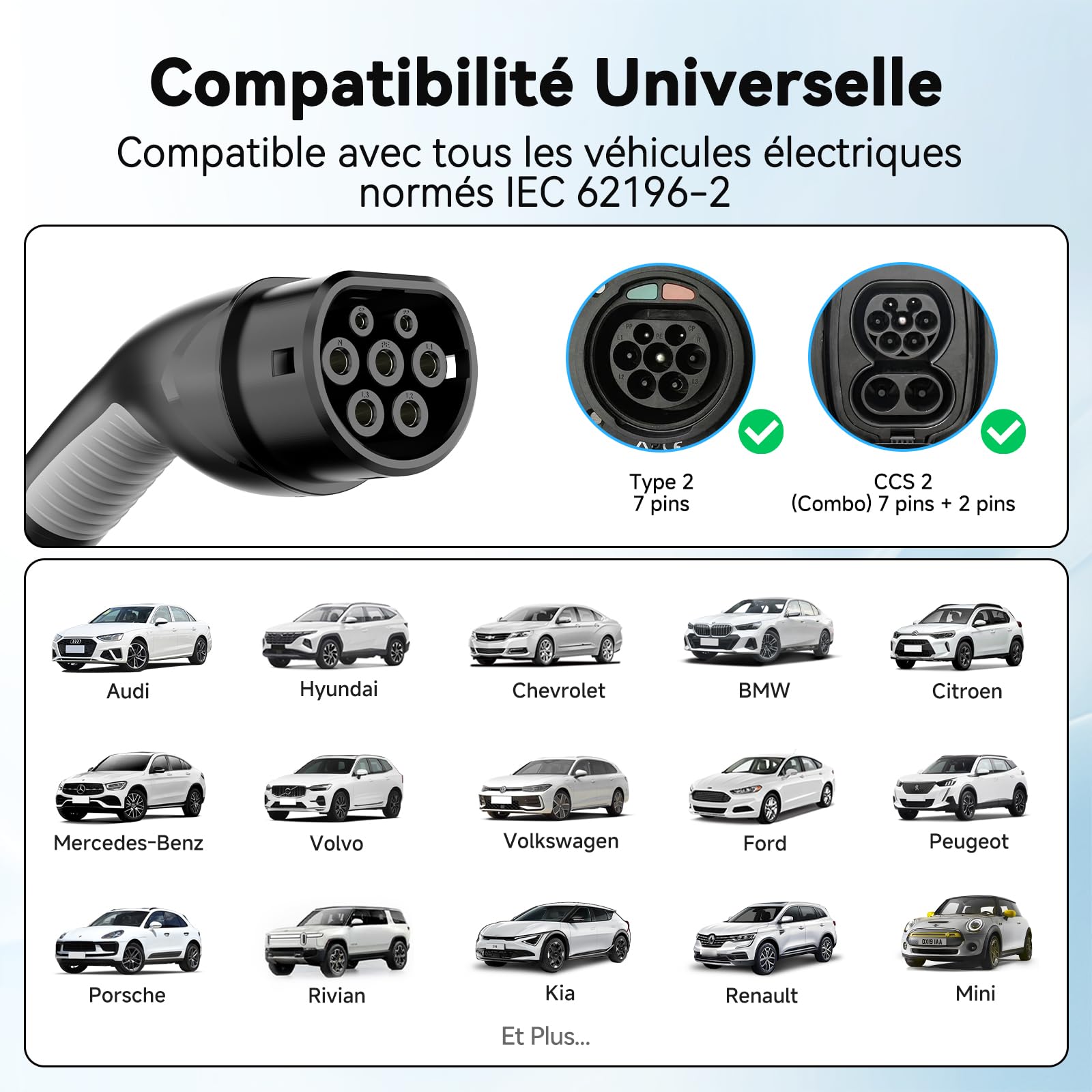 EVDANCE Chargeur Voiture Electrique (3,68 KW, 6-16A, 6,1m, 1-Phase), Noir | 6-16A Intensité Réglable, Câble Recharge Voiture Électrique Type 2, Étanche IP66, Sac Portable Offert, pour EV IEC 62196-2