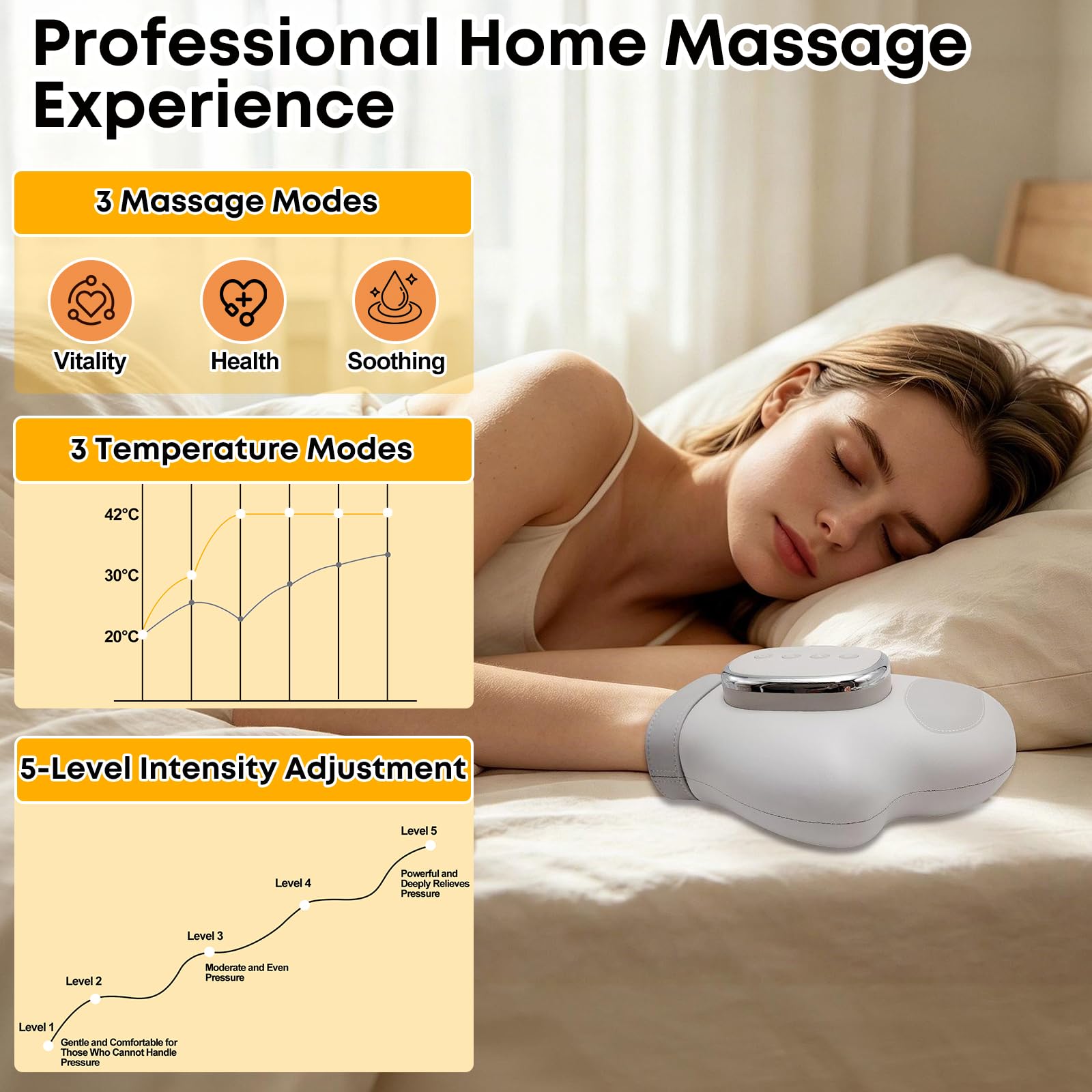Handmassagegerät mit Wärmefunktion, Intelligenter Elektrische Handmassager, zur Entspannung von Händen und Handgelenken, Massager Schmerzlinderung für Finger, 3 Temperatureinstellungen & 5 StäRke