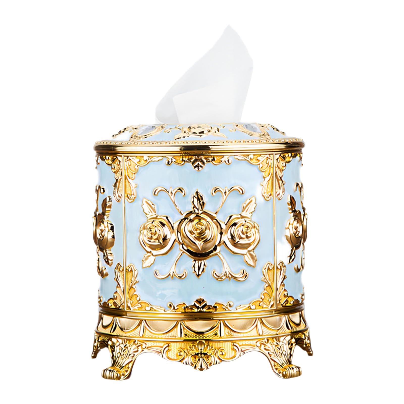 Zxfdsfdbnm Decorative Enameled Round Tissue Paper Holder Sturdy PP Construction for Daily Use Elegant Dining Table Planner