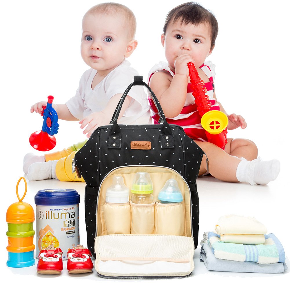 Borsa per pannolini, multifunzione, impermeabile, da viaggio, per la mamma, con tasche isolate, fasciatoio, 1 borsa termica e lucchetto per passeggino