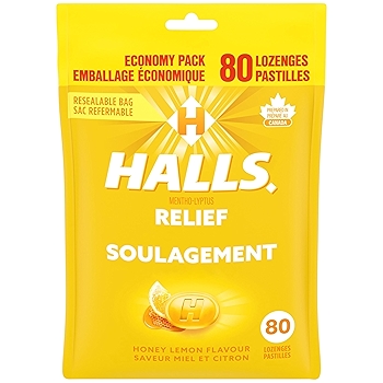 HALLS 蜂蜜柠檬味喉片，缓解喉咙痛