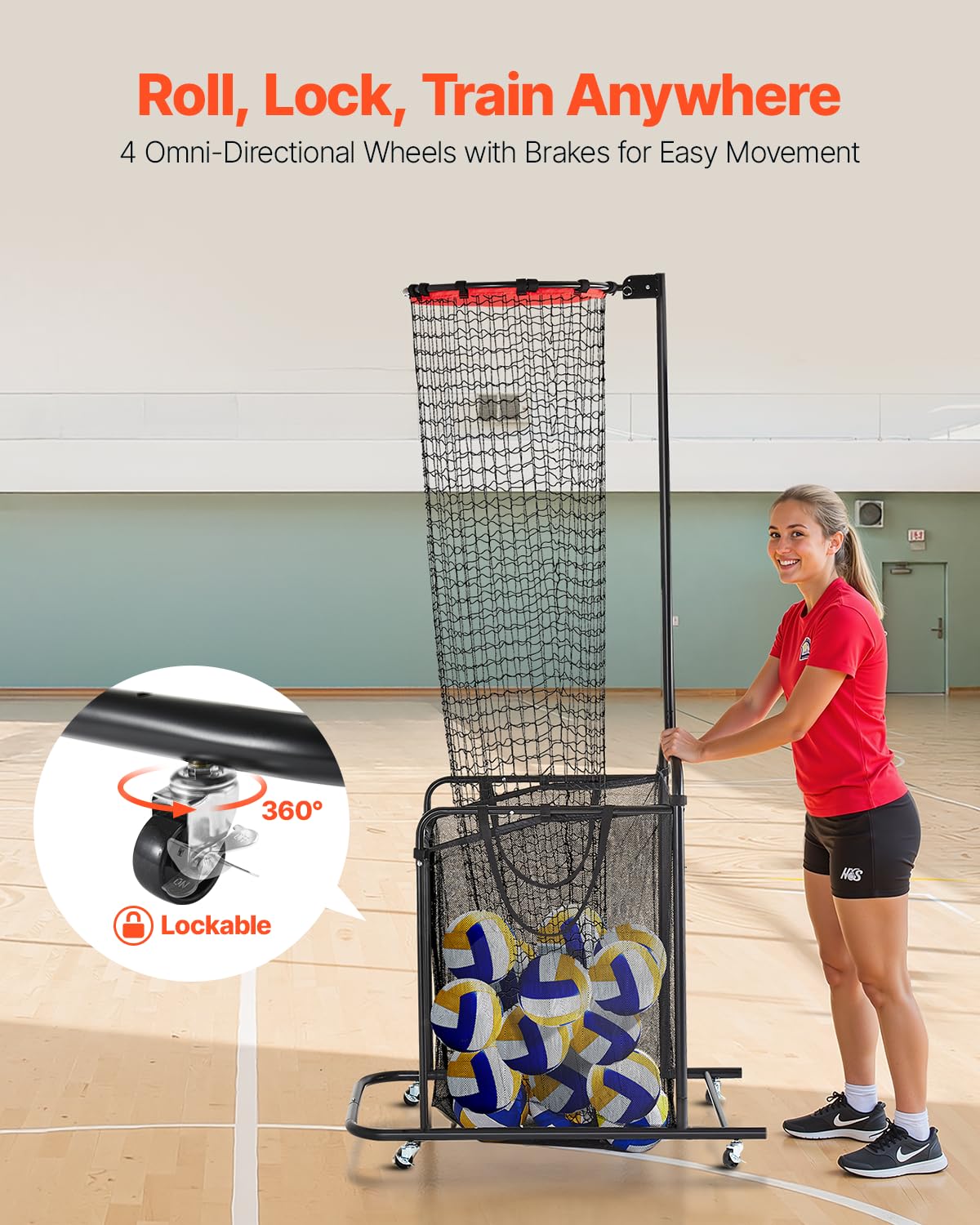 VEVOR Sistema di rete per allenamento pallavolo, 8 x 11/3,7 x 3,4 m/pratica di lancio/pratica di picchietto/14 rete, stazione a rete portatile, facile da installare, per interni ed esterni, rete per