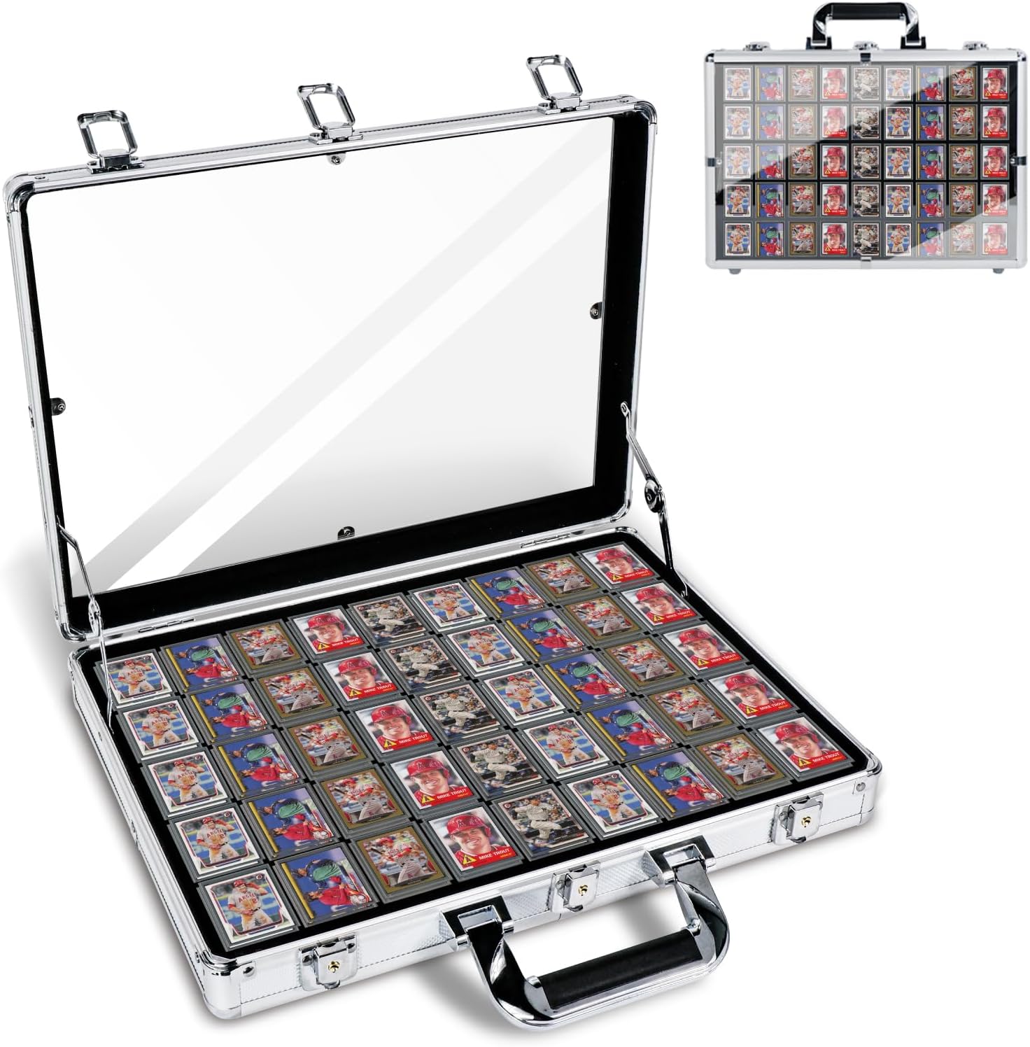 portable trade show display case 24"×20" sports card glass show display case with locks aluminum acrylic showcase for cards jewelry craft collector shows