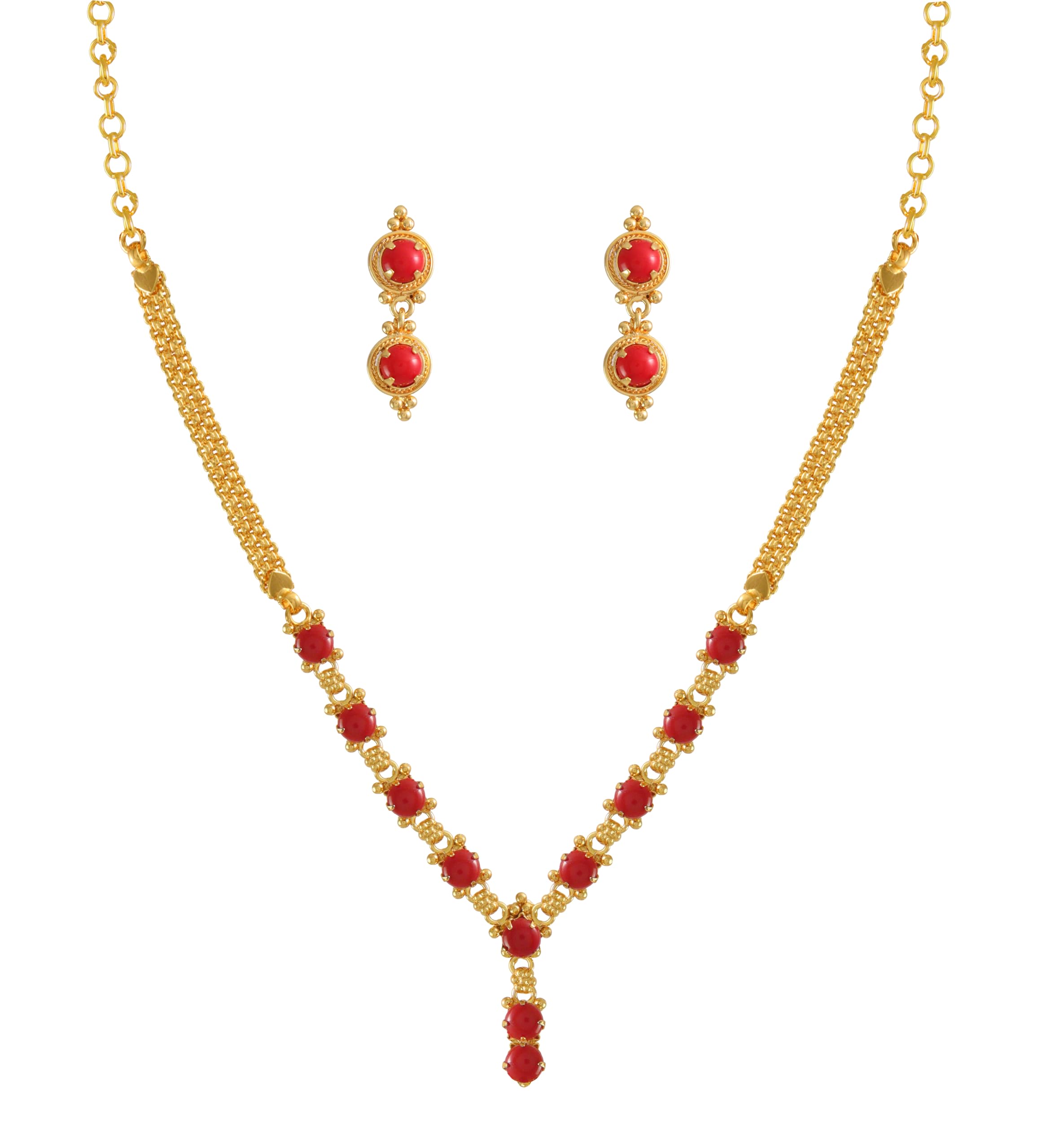 cute gold One Gram Micro Gold Plated & Copper Traditional Designer Jewellery Necklace for Women and Girls (NEC-8082)-picture-12