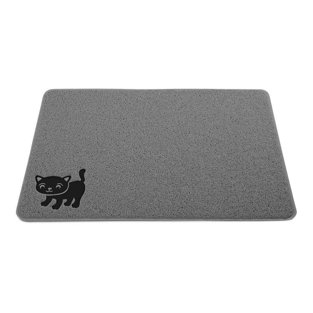 Smiling Paws Pets Large Kitty Litter Mat - Cat Litter Box Trapping Pad - Heavy-Duty Non-Slip Pet Rug - Tear & Scratch Proof - Easy to Clean Kitty Litter Catcher - Gray L Size (35" x 23.5”)