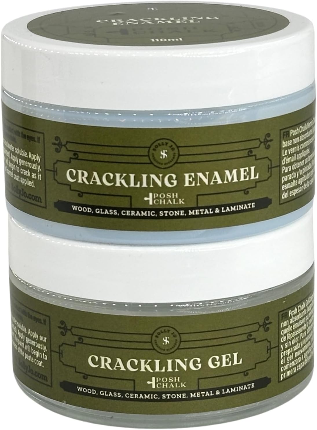 Posh Chalk PCC013 Crackling Enamel 200ml (2 Pack) - 3D Crackle Texture Finish - DIY Crafts + Upcycling - Unique Character & Design - Glass, Metal, Ceramic, Stone, Wood + Fabric - Gloss Finish
