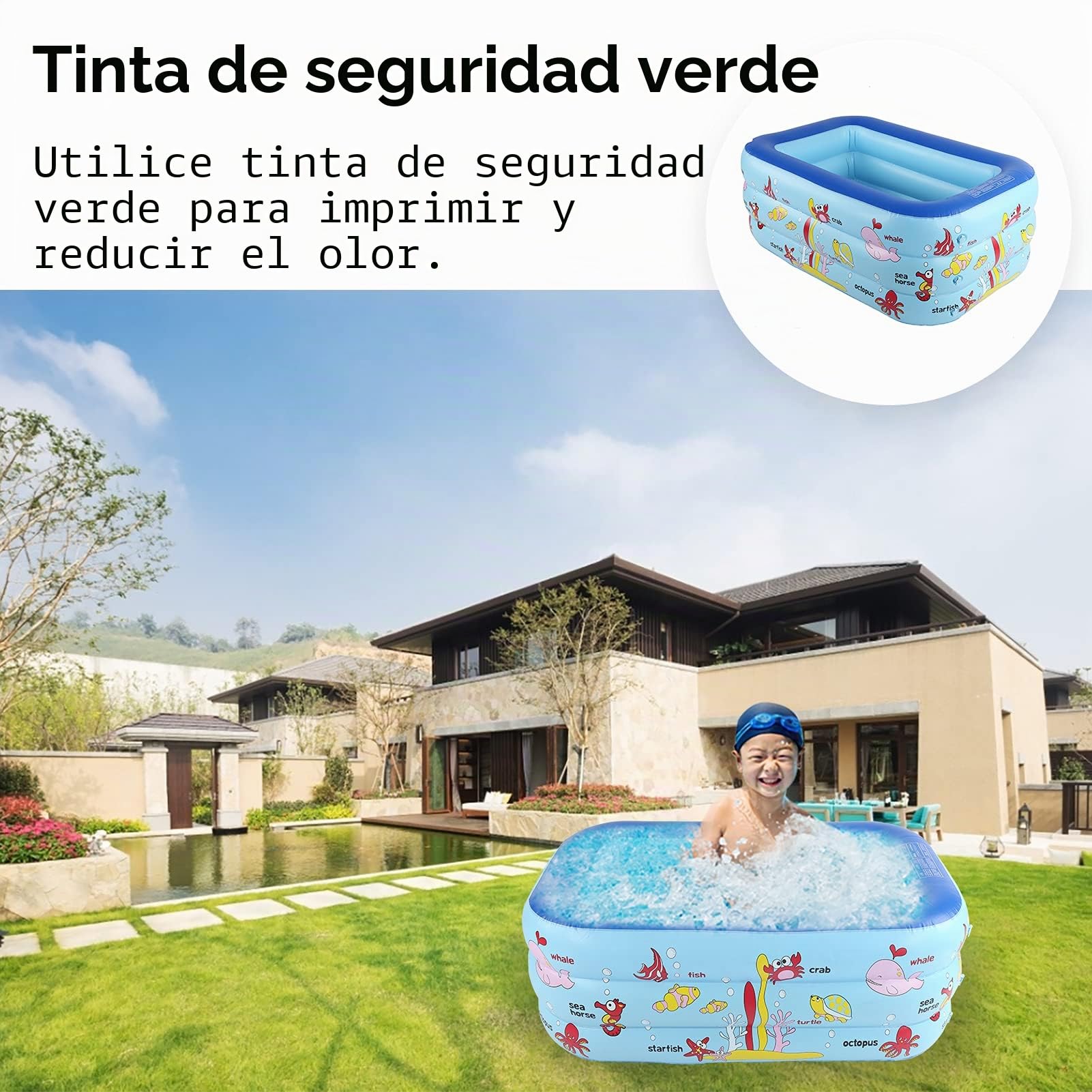 Piscina inflable para niños, piscina inflable para niños, 130 x 85 x 55 cm, piscina de salón familiar, centro de juegos para niños pequeños para interiores y exteriores