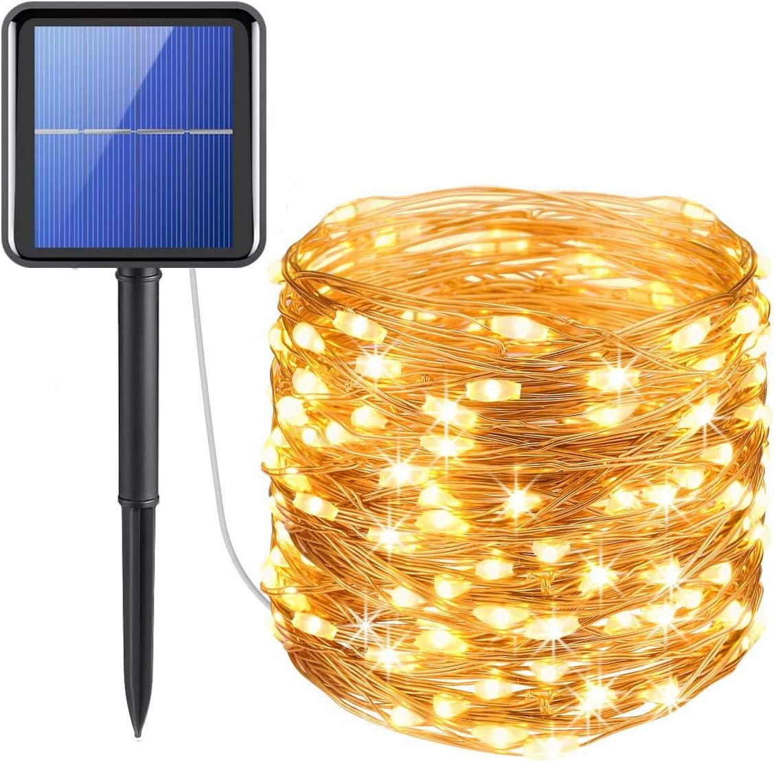 XERGY Solar Fairy String Light Outdoor, 39 Ft 120 LED with 800 mAh Inbuilt Rechargeable Batter IP65 Waterproof 8 Modes Copper Wire for Garden Yard Diwali Fairy String for home Decoration led Lights Outdoor
