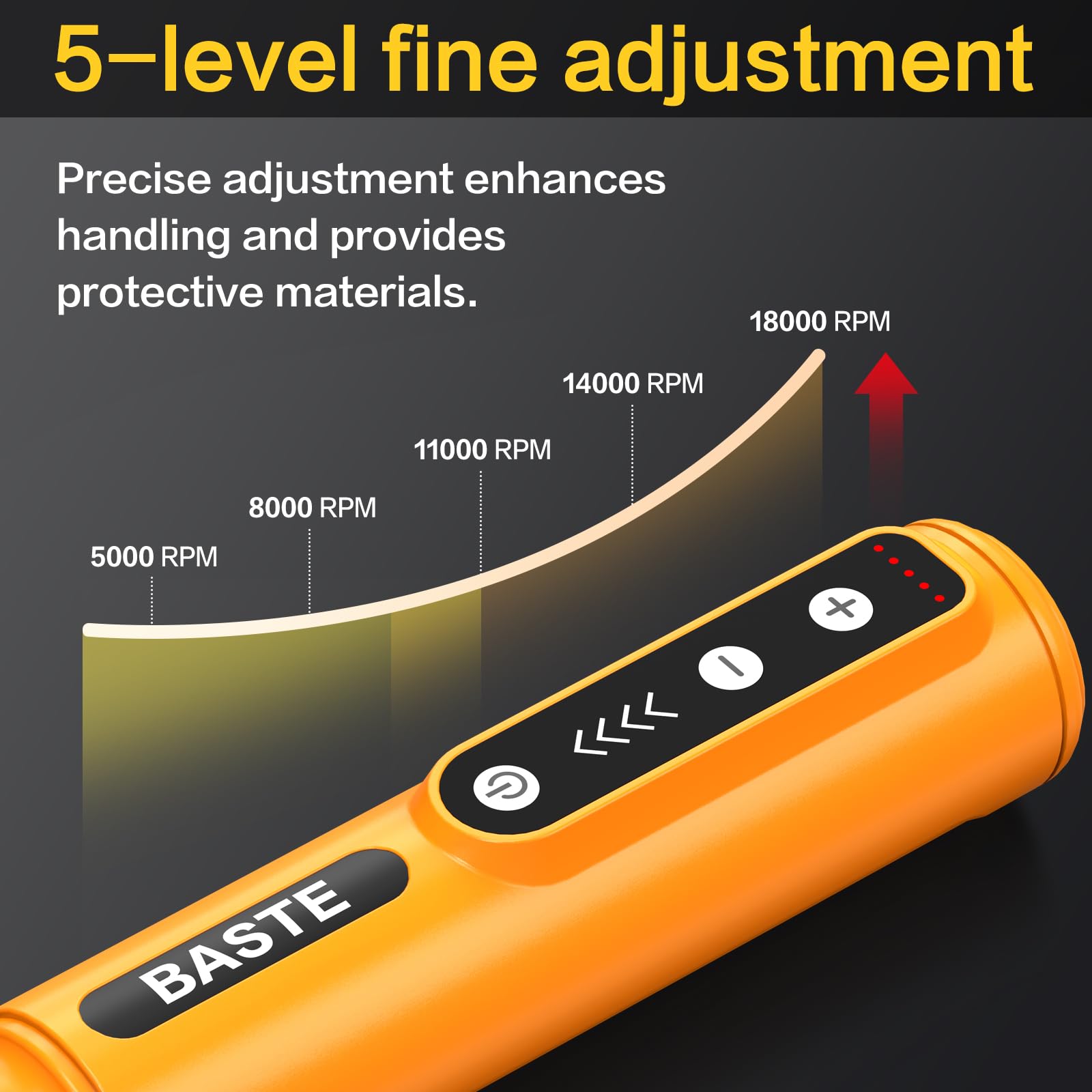 BASTE Mini Cordless Rotary Tool Kit 4V, 5-Speed 18000RPM Rotary Tool with LED Light and 109 Accessories, Type-C Charging Power Rotary Tool for Sanding, Polishing, Engraving, Drilling, DIY Crafts - 4