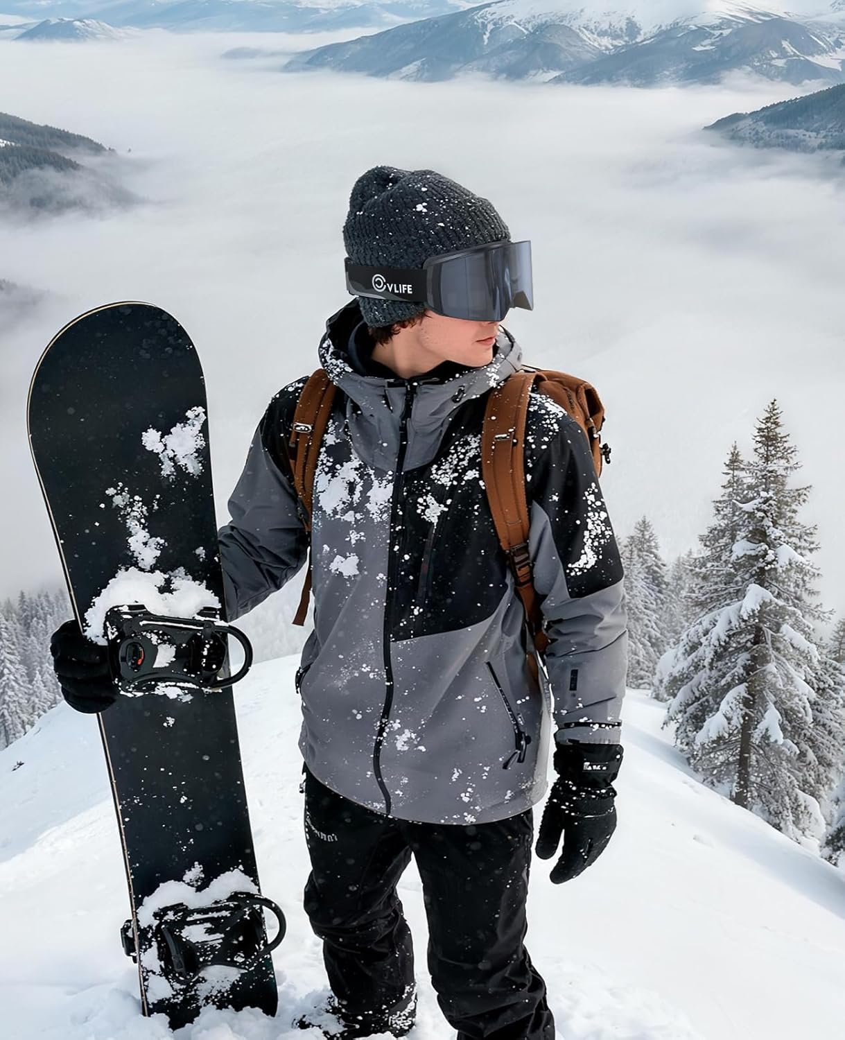CVLIFE Magnetic Ski Goggles Over Glasses Men Women, Secure Side Flap Snowboard Goggles, Anti-Fog UV Protection Snow Gear