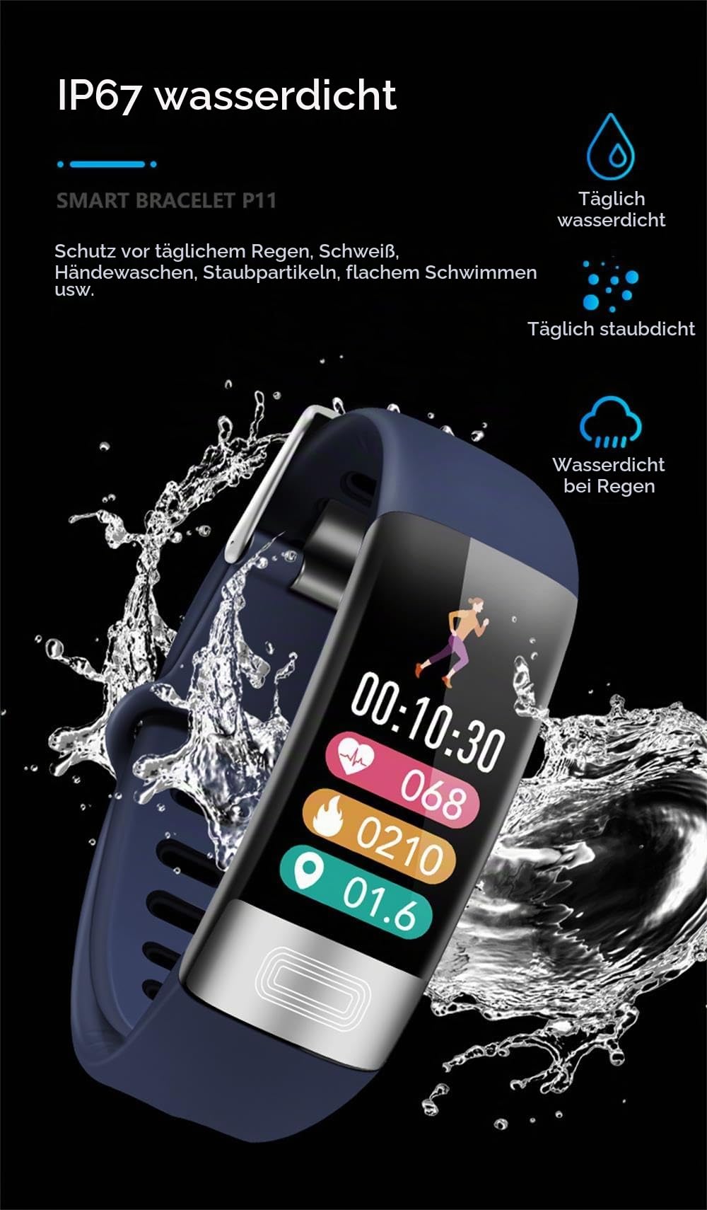MEIION Frendorf | Smart Armband Blutdruckmonitor | EKG, Herzfrequenz, Sauerstoffsättigung & Schlaftracker Smart Armband mit Blutdruckmonitor, EKG, Herzfrequenz, Sauerstoffsättigung & Schlaftracker