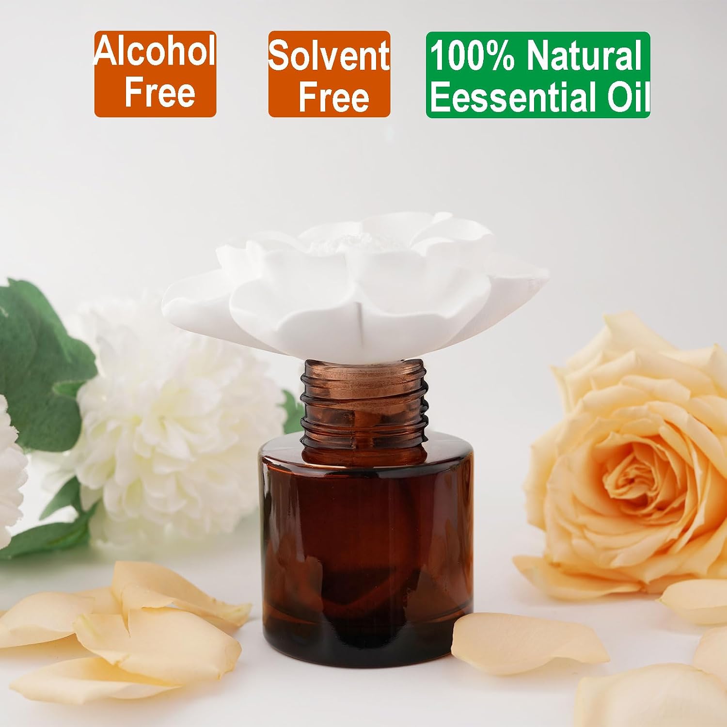 Room Scent Gift Set, Essential Oil Citrus in the Sun (1.7 fl.oz|50ml) and Diffuser，60-Days Natural Air Freshener Non-Toxic Strong Fragrance Big Flower Diffuser Make Home Smell Good