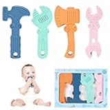 TYRY.HU Baby Teething Toys for Babies, Baby Teether Toys, BPA Free Silicone Baby Molar Teether Chew Toys, Hammer Wrench Spanner Pliers for Boys Girls, Soft-Textured, Easy to Hold & Clean, 4 Packs