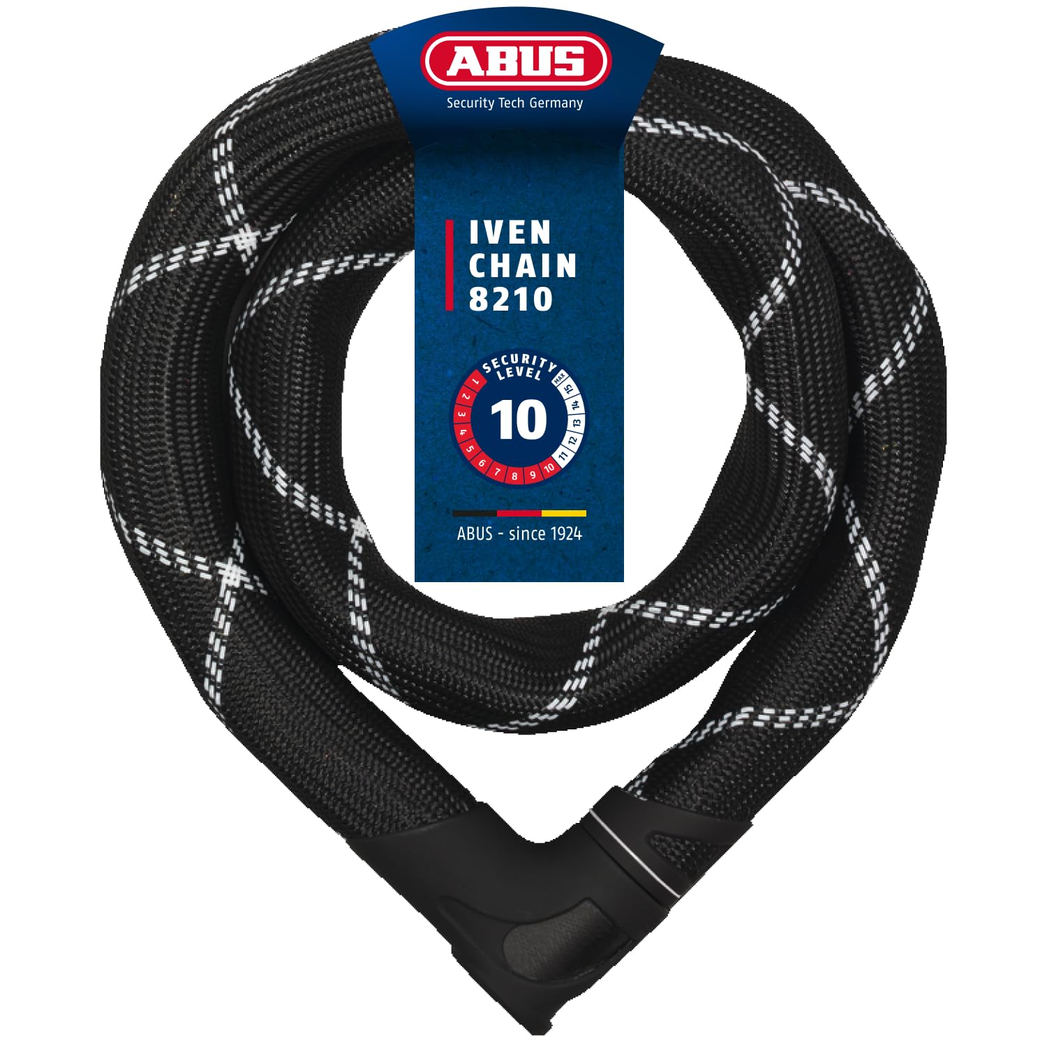ABUS Candado de Cadena Iven Chain 8210 – Candado para Bicicleta de Acero endurecido – con Revestimiento de Fibra sintética – Nivel de Seguridad ABUS 10