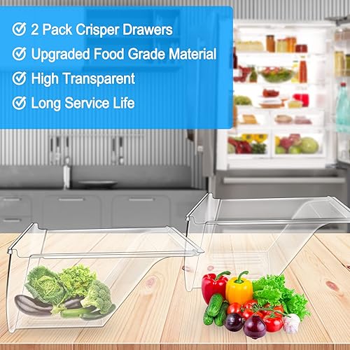 Miniatura 7 de Paquete de 2 cajas para refrigerador, 240337103, compatibles con Frigidaire Kenmore, repuesto de cajón Frigidaire para 240337100 AP2115741