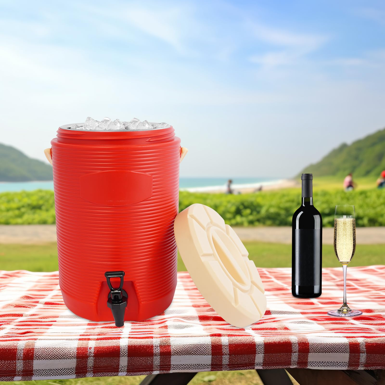 Dispensador de bebidas aislado de 15,4 L, termo, 8 horas de almacenamiento de calor, dispensador térmico para bebidas calientes y frías, con grifo para café, té o vino caliente