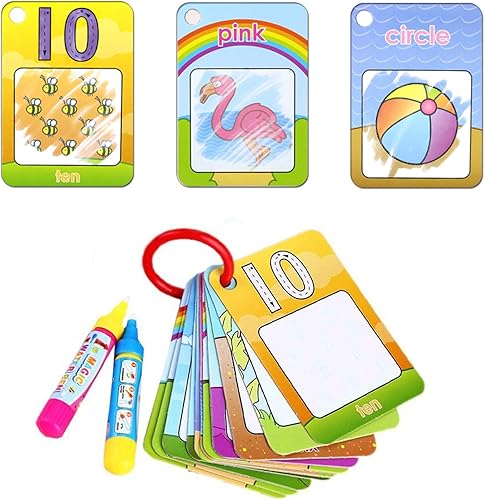 Coolplay Agua Colorear Tarjetas Aprendizaje Número Forma Color Niño Niña Juguete Agua Pintura Tarjetas Avión Actividades para Niños Juguete