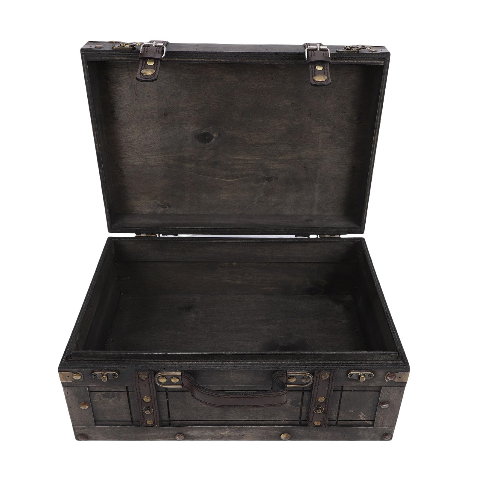 Hamwesh Kufer do Przechowywania w Stylu Vintage, Antyczna Walizka o Wymiarach 13,6 X 9,4 X 6,1 Cala, Antyczna Walizka w Stylu Vintage, Drewniana Skrzynia z Pokrywami na Zawiasach i Uchwyt ze