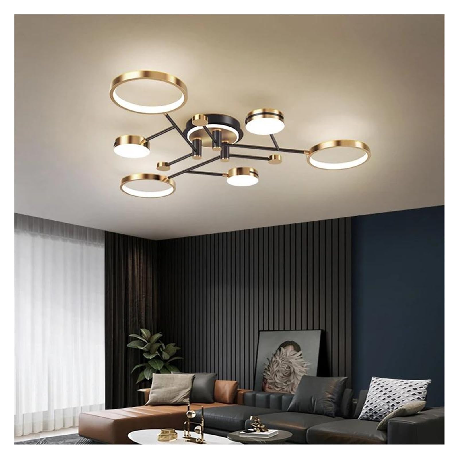 Genérico Lámparas de araña, Lámparas colgantes LED de estilo nórdico moderno for sala estar, comedor, dormitorio, lámparas techo decorativas(Remote Dimming,Gold-6 Heads)