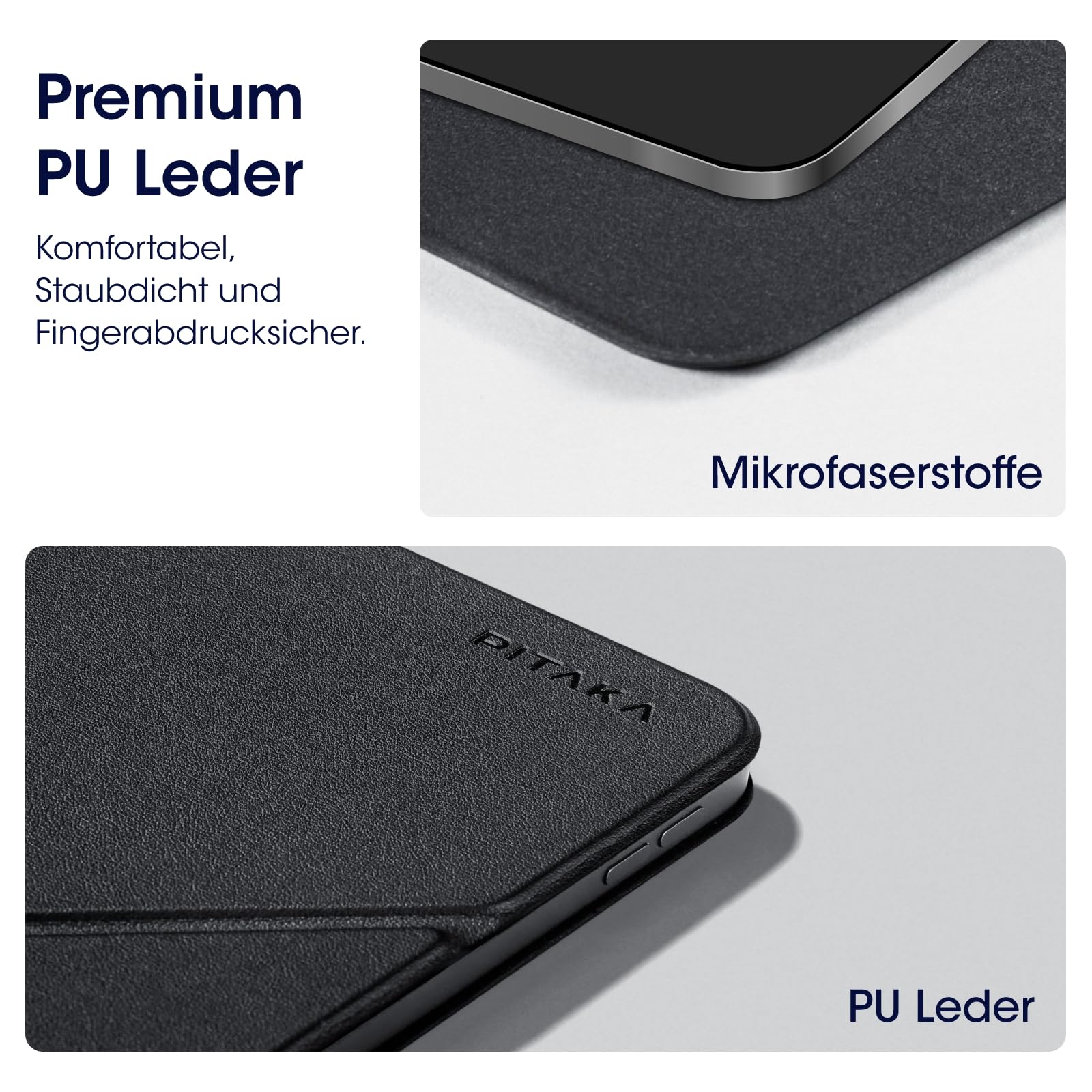 pitaka Hülle für iPad Air 11 M4/M3/M2 mit Stifthalter Folio 2 Schwarz | Hülle für iPad Air 11 2026–2024 & Pro 11 2022-2018 mit Stifthalter aus PU Leder Magnetständer ideal für Studium & Zeichnen