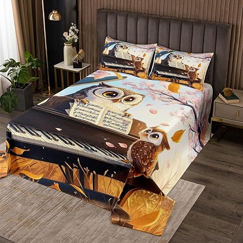 Miniatura 7 de Manfei Saxophone - Colcha para niños, tamaño Queen, juego de colcha giratoria de notas musicales con instrumentos musicales, decoración de